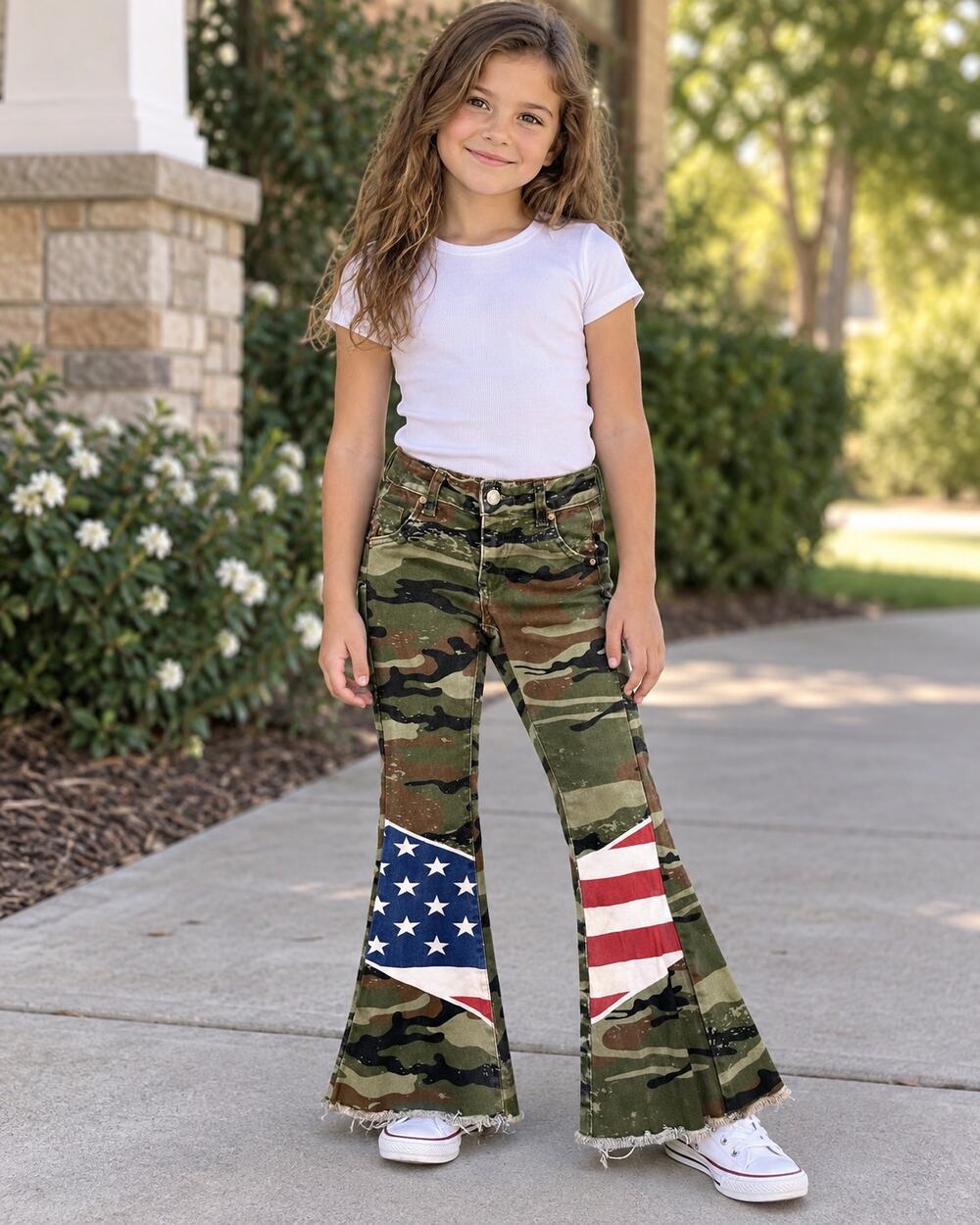Ranch Dress’n Kids Land of the Free Camo American Flag Flare Jeans Girl's 6